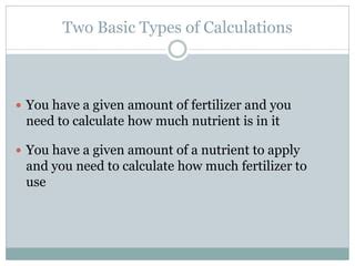 Veg Crops Lesson X Fertilizer Calculations Pdf