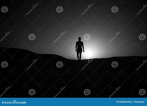 Walking Man Silhouette at Sunset Sky Stock Image - Image of motion ...