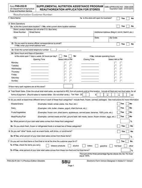 2011 Form Usda Fns 252 R Fill Online Printable Fillable Blank