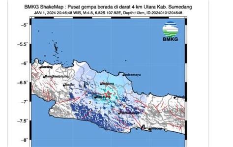 Gempa Terkini M 45 Guncang Sumedang Pusat Di Darat Getaran Hingga Cirebon