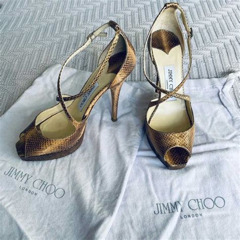 Jimmy Choo Gold Snakeskin Platform Heels Gem