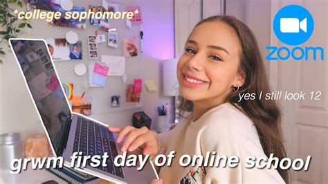 First Day Of Online Classes GRWM Vlog College Sophomore YouTube