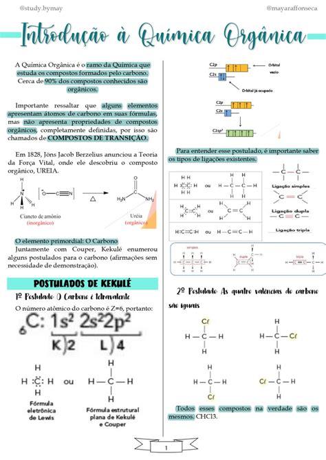 Resumo Introdução à Química Orgânica Introdução A Quimica Química