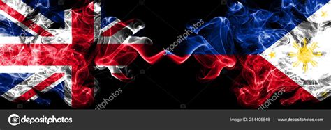 United Kingdom Vs Philippines Filipino Smoky Mystic Flags Placed Side