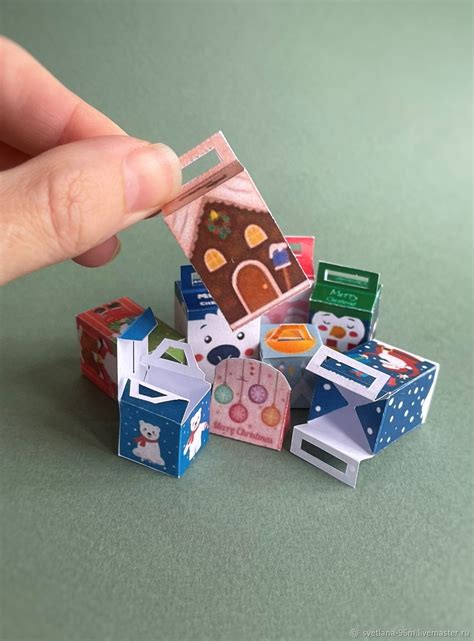 Миниатюрный цифровой набор новогодних коробок, масштаб 1:12 в интернет ...