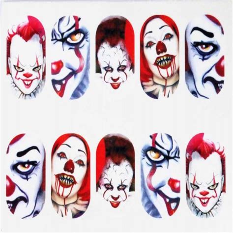 Pennywise Water Slide Nail Art Decals Pennywise Nail Decals Pennywise