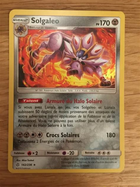 CARTE POKÉMON HOLO Solgaleo 142 236 Soleil Lune Eclipse Cosmique SL12