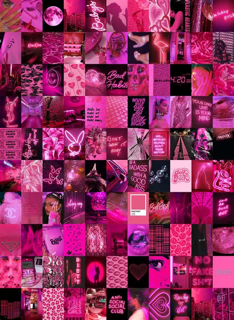 Download Neon Pink Aesthetic Collage Wallpaper