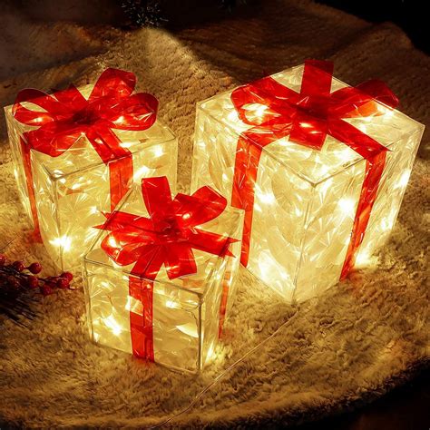 Christmas Lighted Boxes Set of 3 60 LED Light up Boxes - Etsy