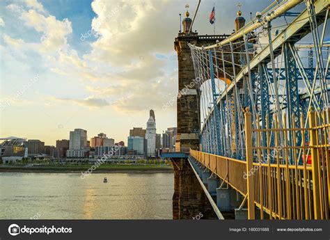 John A Roebling Suspension Bridge During Sunset — Stock Photo © Nat693