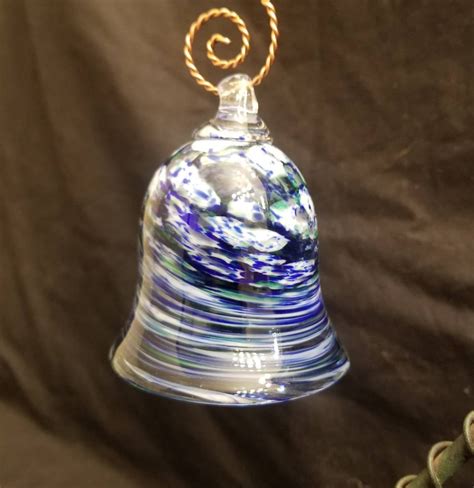 Hand Blown Glass Bell Christmas Ornament With Quartz Crystal Etsy