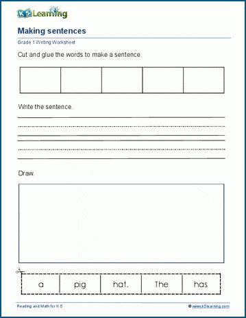 Making Sentences Worksheets K5 Learning