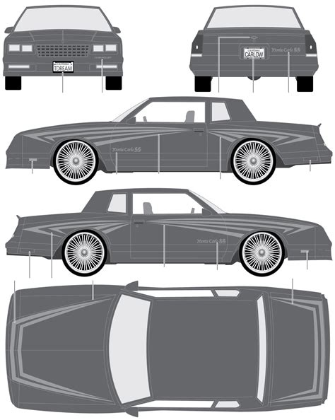 1986 Chevrolet Monte Carlo Ss Coupe V3 Blueprints Free Outlines