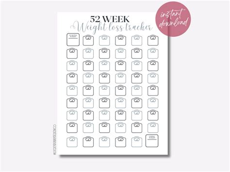 Printable Weight Loss Tracker Weekly Weight Tracker Weekly Weigh In