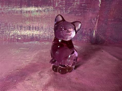 Fenton Pink Glass Cat Figurine