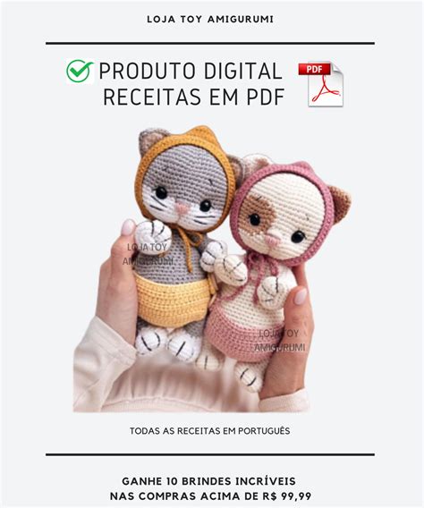 Receita Amigurumi Gato Pdf Elo Produtos Especiais