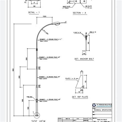 Jual Tiang Pju Lampu Jalan Bulat Botol M Hotdeep Galvanis Meter