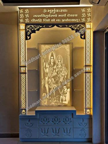 Glacier White Glossy D Corian Mandir Digital Printing For Home At Rs