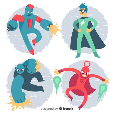 Set Van Superhelden Gratis Vector