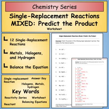 Single Replacement Displacement Reactions MIXED Predict The Product