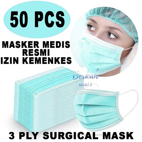 Jual TERMURAH 50PCS MASKER 3 PLY MEDIS IZIN IJIN KEMENKES DISPOSABLE