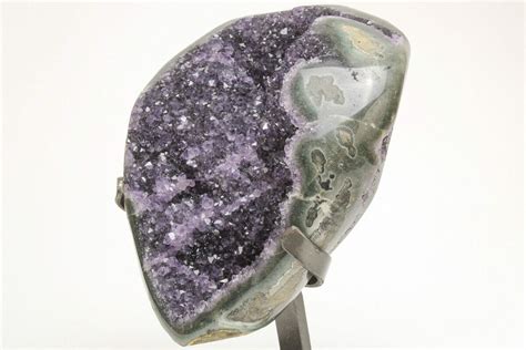 7 2 Sparkly Dark Purple Amethyst Geode With Metal Stand 208988 For