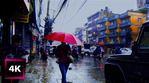 Walking In Heavy Rainstorm In Kathmandu 3D Rain Sounds Binaural