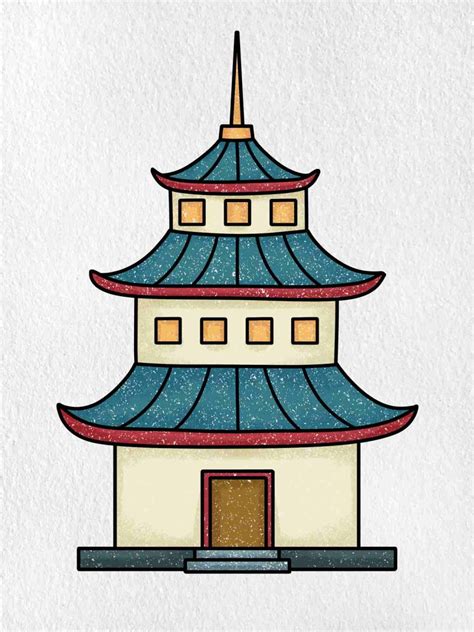 How To Draw A Pagoda Helloartsy