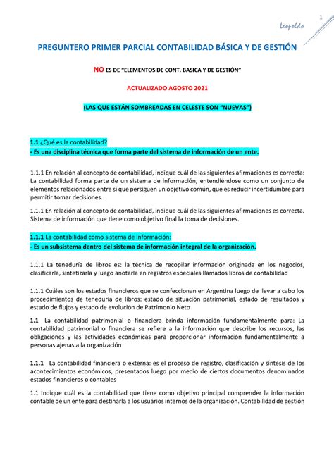 Preguntero Primer Parcial Contabilidad Basica Agosto 2021 Leopoldo