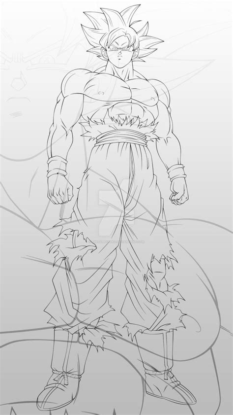 Goku Ultra Instinct Lineart By Thetabbyneko Dragon Ball Artwork