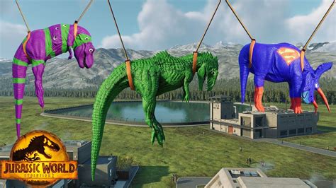 Jurassic World Evolution 2 T Rex Colors Vs Giganotosaurus Vs Therizinosaurus Dinosaurs Fighting