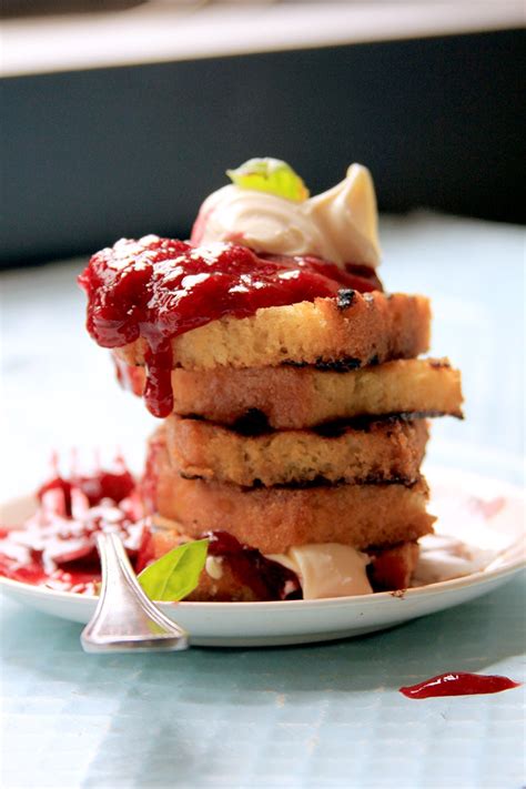 Grilled Pound Cake With Basil Plum Compote Saveur