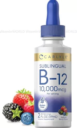 Carlyle Vitamina B12 Sublingual 10 000 Mcg 2 Onzas Líquidas Sabor Berry