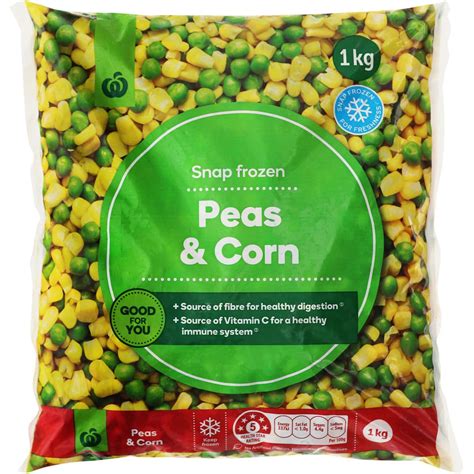 woolworths frozen peas  corn kg bunch