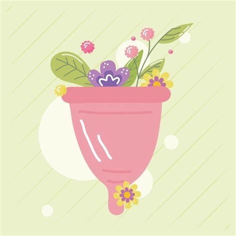 Flores En Copa Menstrual Iconos Vector Premium