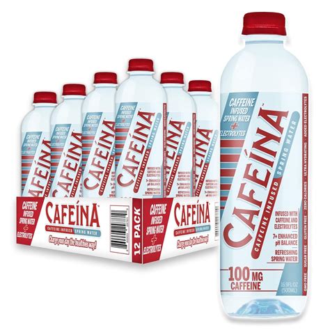 Cafeina Caffeinated Spring Water 12 Pack 100mg Caffeine