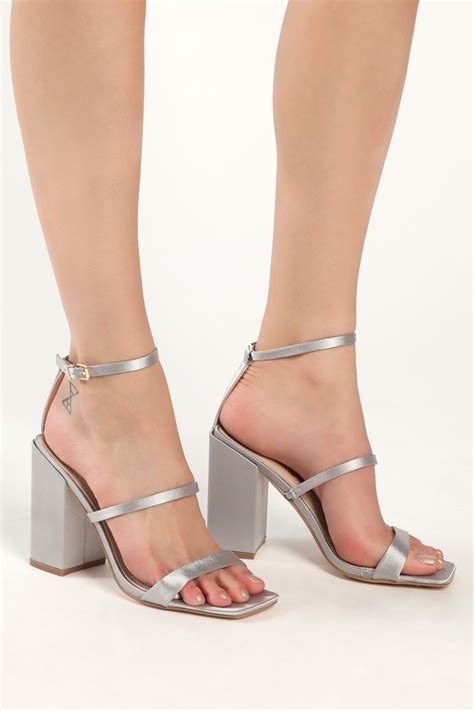 Cute Silver Shoes High Heel Sandals Ankle Strap Heels Lulus