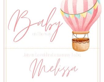Hot Air Balloon Baby Shower Invitation Etsy