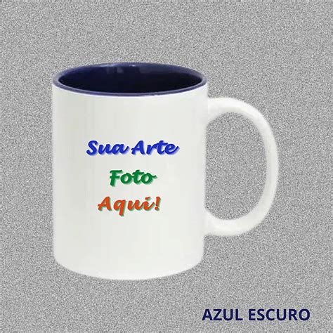 Caneca Personalizada Alça Branca e Interior Colorido Cerâmica 325ml D