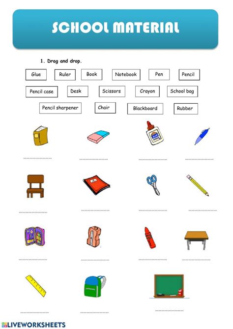 School Material Ficha Interactiva English Worksheets For Kids