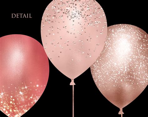 20 Png Rose Gold Glitter Balloons Instant Download Design Etsy