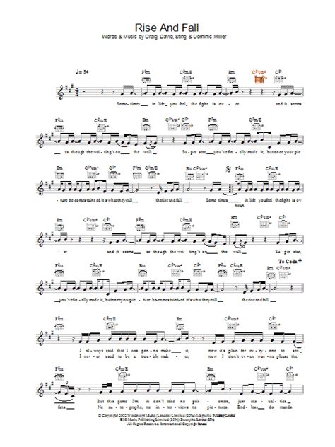 Rise And Fall By Craig David Sheet Music For Lead Sheet Fake Book At Sheet Music Direct