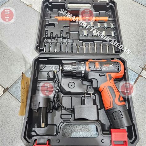 Jual Mesin Bor Obeng Baterai Cordless Drill Besi Kayu 10mm 12v Set Jld