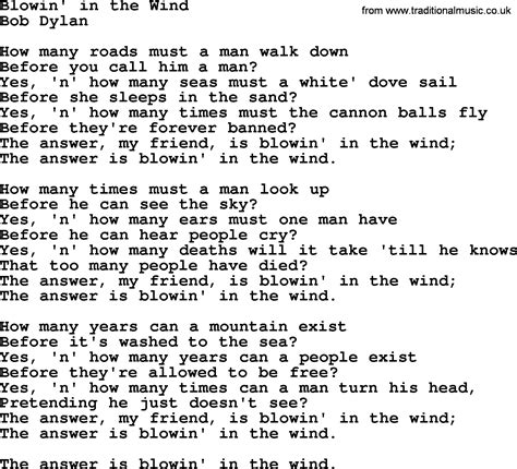 Blowin In The Wind Political Solidarity Workers Or Union Song Lyrics