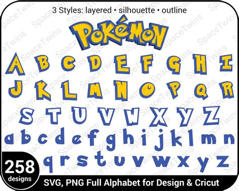 Pokemon Font Svg Pokemon Font Pokemon Letters Pokemon Etsy