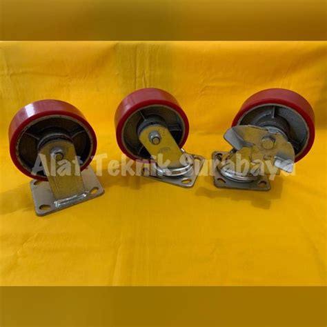 Roda Pu Abus Inch Hidup Mati Rem Dbl Bearing Heavy Duty Trolley