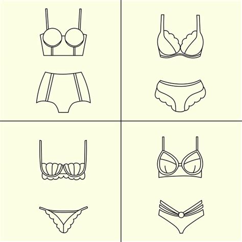 Premium Vector A Set Of Cute Lace Bikini Items For Women