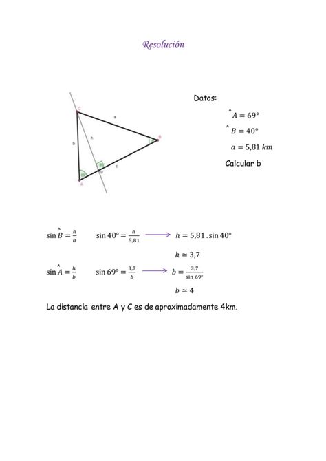 Resoluci N Del Teorema Del Seno Para Calcular La Distancia Entre Puntos