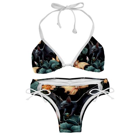 Bats Detachable Sponge Adjustable Strap Bikini Set Two Pack Swimsuit