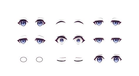 Premium Vector | Anime manga boy expressions eyes set